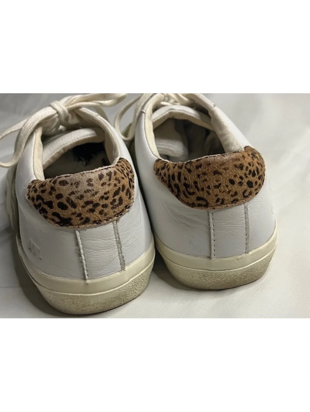 Madewell Sidewalk Low Top Leather Sneakers Leopard Calf Hair White Sz 9.5 / M 8